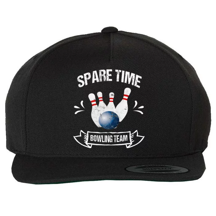 Spare Time Bowling Team Funny Bowling Wool Snapback Cap