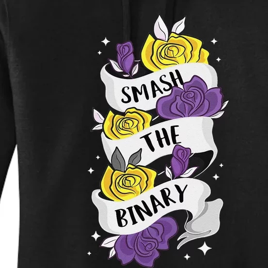 Smash The Binary Gender Fluid Roses NonBinary Women's Pullover Hoodie