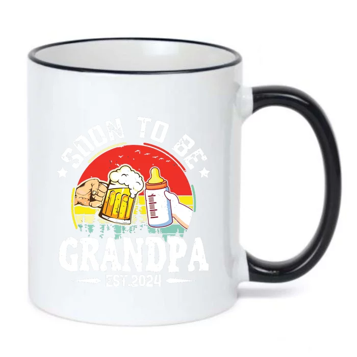 Soon To Be Grandpa 2024 Retro Pregnancy Announcement Dad Black Color Changing Mug