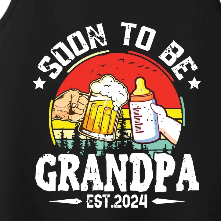 Soon To Be Grandpa 2024 Retro Pregnancy Announcement Dad Performance Tank