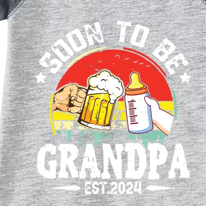 Soon To Be Grandpa 2024 Retro Pregnancy Announcement Dad Infant Baby Jersey Bodysuit