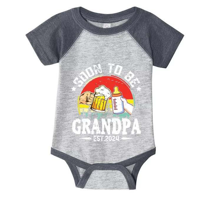 Soon To Be Grandpa 2024 Retro Pregnancy Announcement Dad Infant Baby Jersey Bodysuit