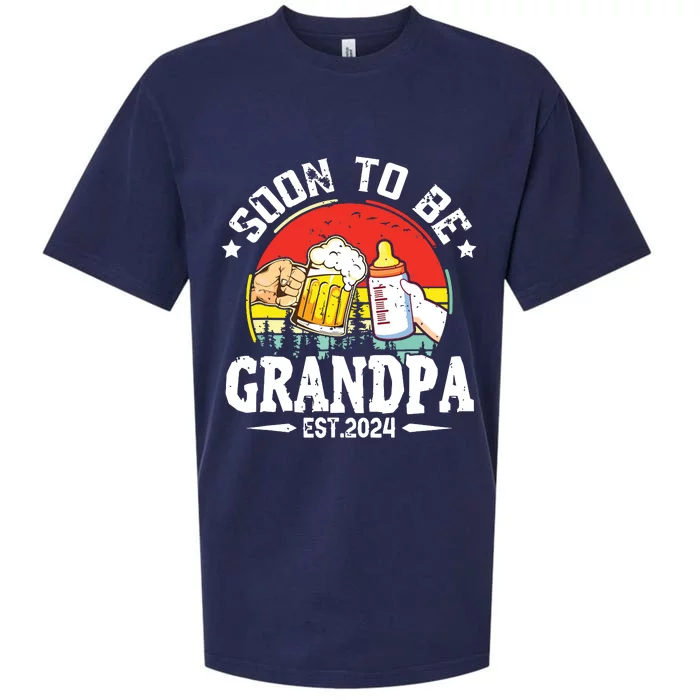 Soon To Be Grandpa 2024 Retro Pregnancy Announcement Dad Sueded Cloud Jersey T-Shirt