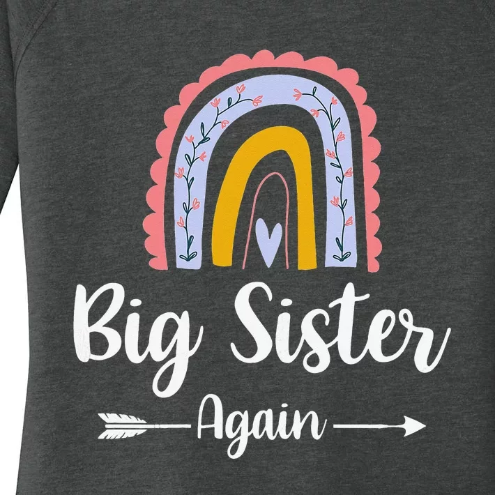 Soon To Be Big Sister Again Rainbow Graphic Pregnancy Reveal Women's Perfect Tri Tunic Long Sleeve Shirt