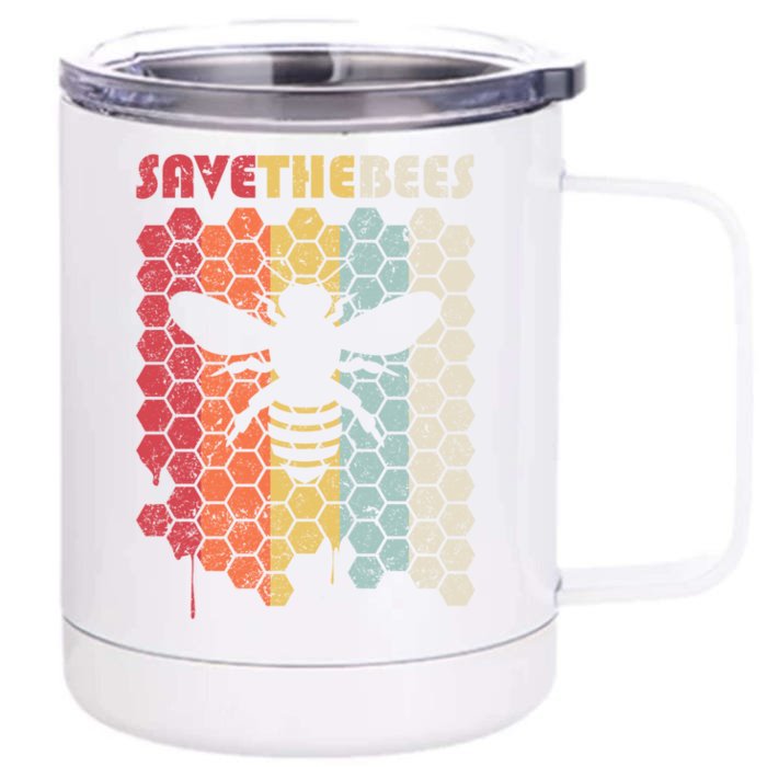 Save The Bees Retro Climate Change Great Gift Front & Back 12oz Stainless Steel Tumbler Cup