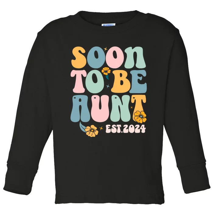 Soon To Be Aunt Est 2024 New Aunt Pregnancy Announcement Toddler Long Sleeve Shirt