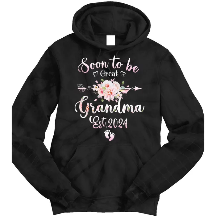 Soon to be Great Grandma 2024 Mothers Day First Time Grandma Tie Dye Hoodie