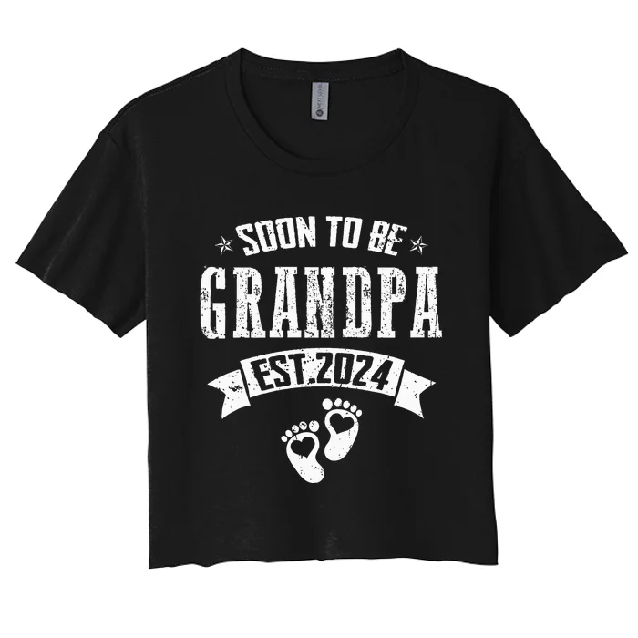 Soon To Be Grandpa Promoted To Grandpa 2024 Women's Crop Top Tee