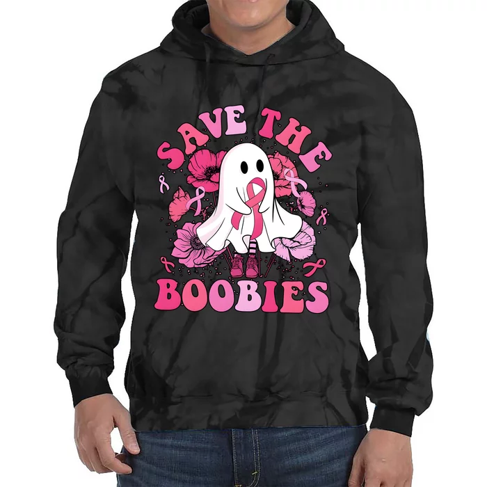 Save The Boobies Breast Cancer Awareness Halloween Tie Dye Hoodie