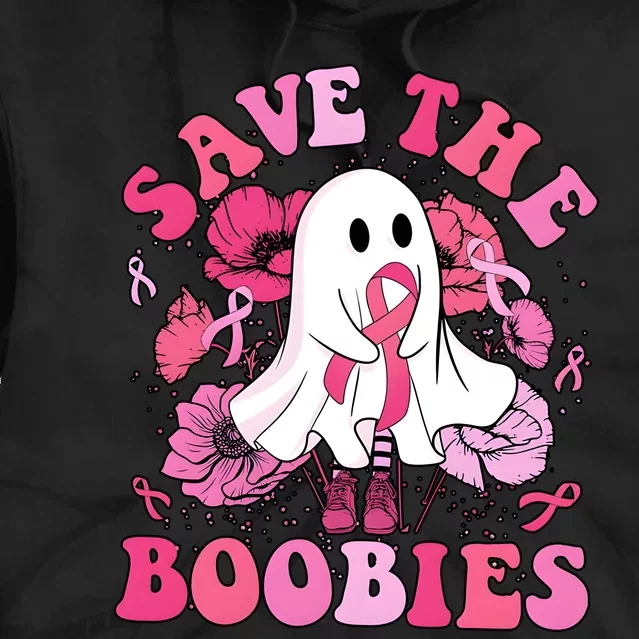 Save The Boobies Breast Cancer Awareness Halloween Tie Dye Hoodie