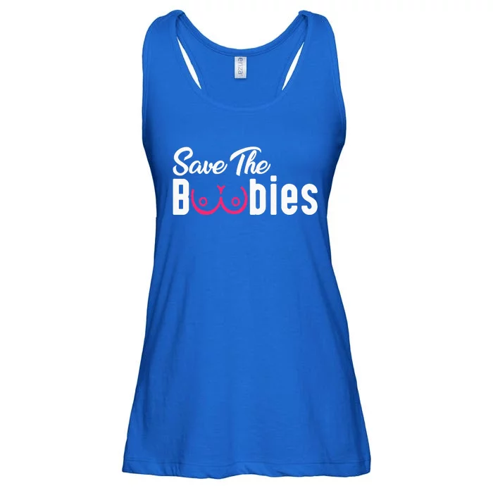 Save The Boobies Funny Breast Cancer Awareness Ladies Essential Flowy Tank