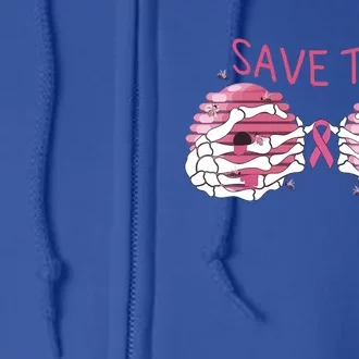 Save The Boobees Boo Bees Breast Cancer Halloween Gift Full Zip Hoodie