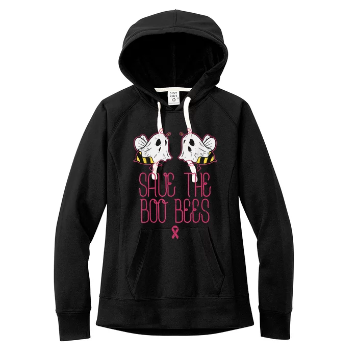 Save The Boobees Boo Bees Breast Cancer Halloween Women's Fleece Hoodie