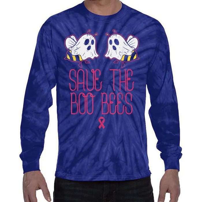 Save The Boobees Boo Bees Breast Cancer Halloween Tie-Dye Long Sleeve Shirt