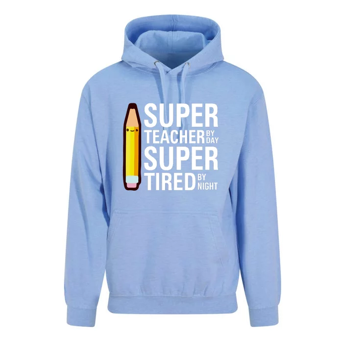 Super Teacher By Day Super Tired By Night Funny Back To School Gift Unisex Surf Hoodie