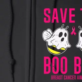 Save The Boobees Boo Bees Breast Cancer Halloween Full Zip Hoodie