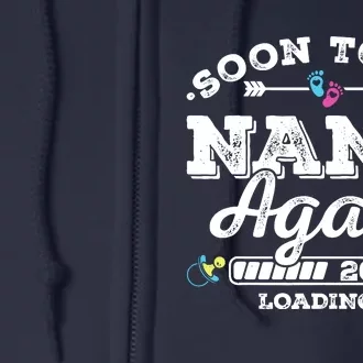 Soon To Be Nana Again 2024 Loading Pregnancy Announcement Full Zip Hoodie