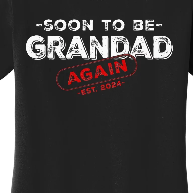 Soon To be Grandad Again est. 2024 Promoted to Grandpa Papa Women's T-Shirt