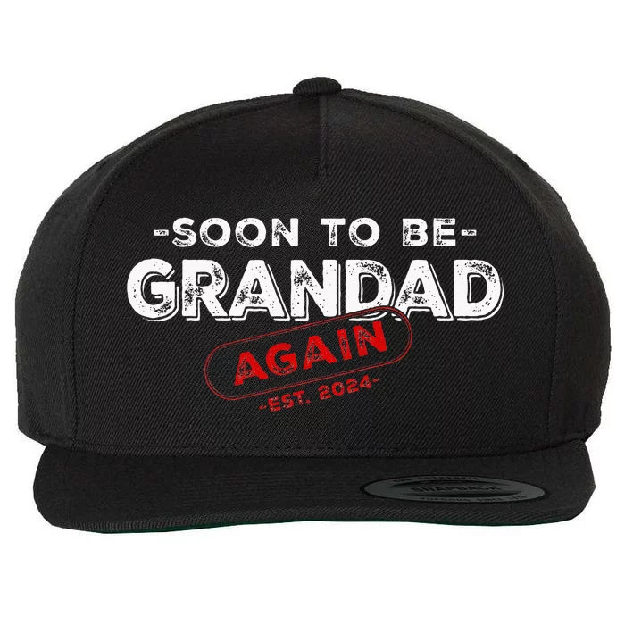 Soon To be Grandad Again est. 2024 Promoted to Grandpa Papa Wool Snapback Cap