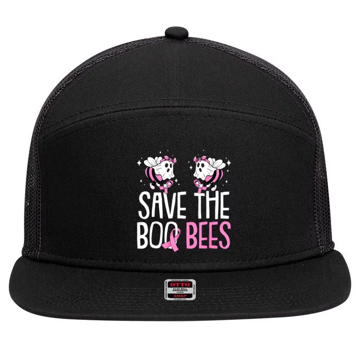 Save The Breast Cancer Awareness Boo Bees Halloween 7 Panel Mesh Trucker Snapback Hat