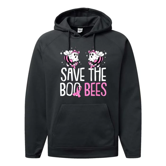 Save The Breast Cancer Awareness Boo Bees Halloween Performance Fleece Hoodie