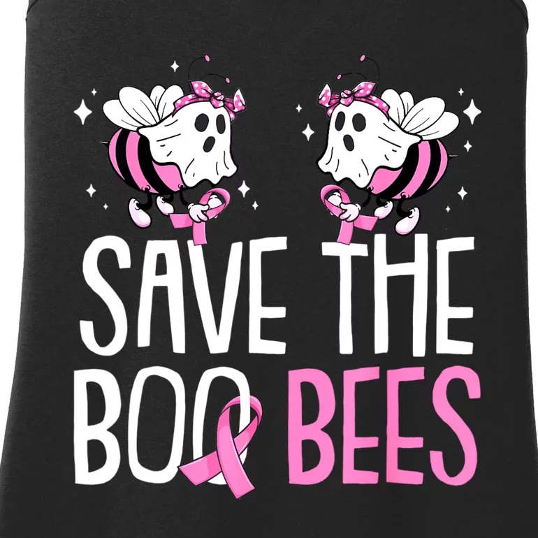 Save The Breast Cancer Awareness Boo Bees Halloween Ladies Essential Tank