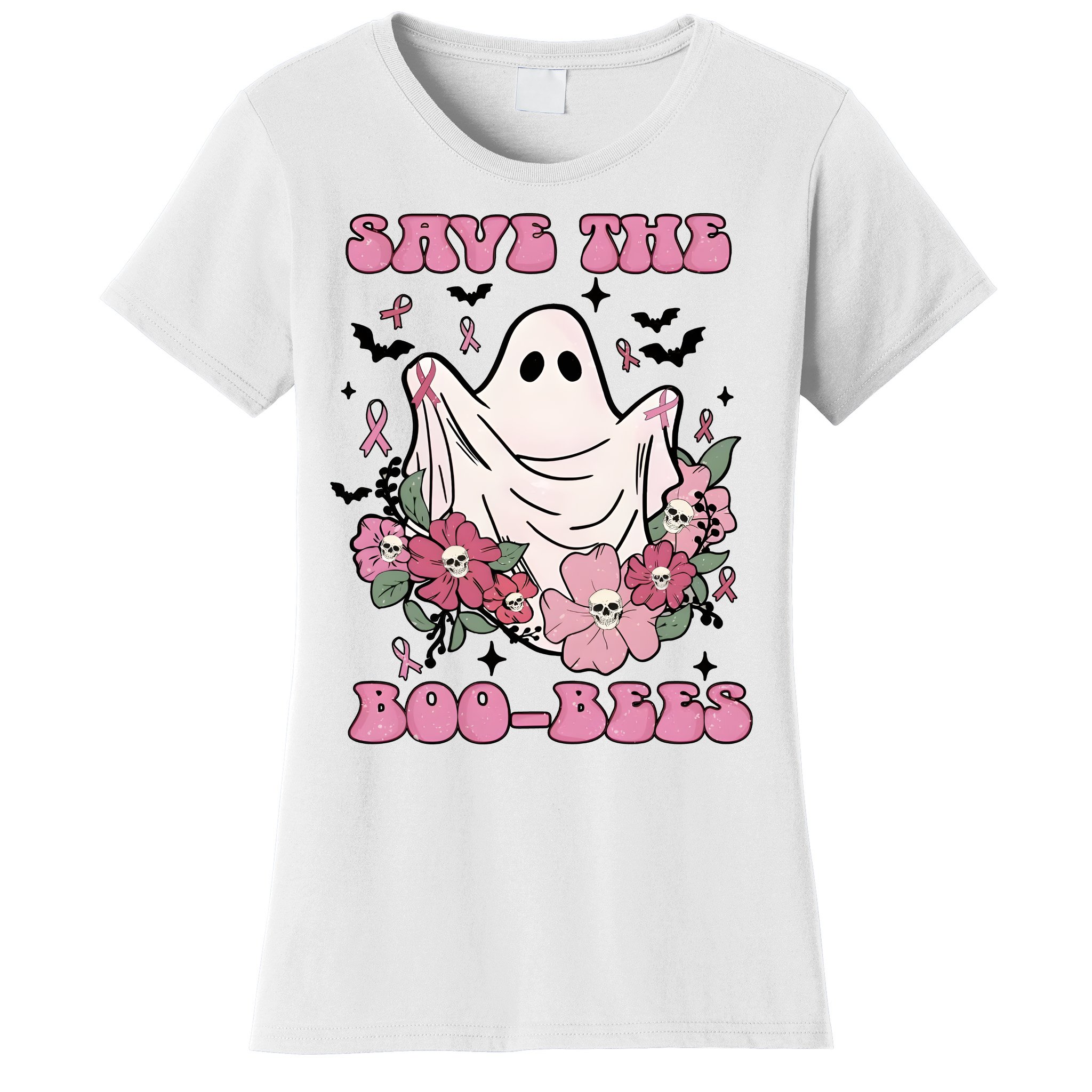 Save The Boo Bees Halloween Breast Cancer Awareness Womens T-Shirt |  TeeShirtPalace