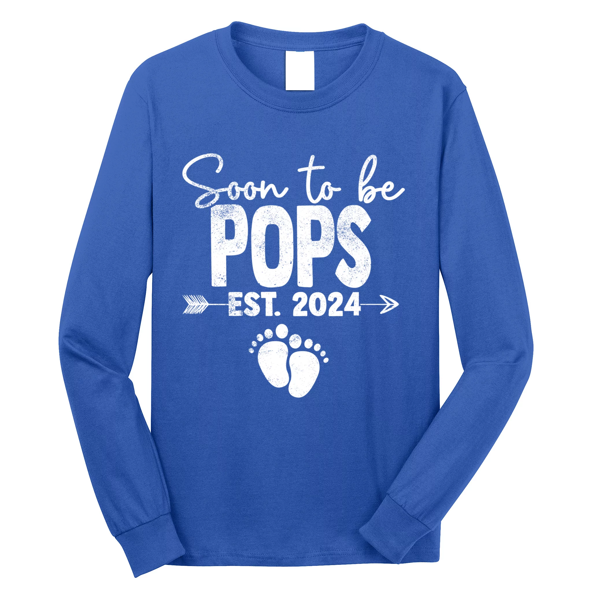 Soon To Be Pops Est 2024 Retro Promoted To Pops 2024 Gift Long Sleeve   Stb3684691 Soon To Be Pops Est 2024 Retro Promoted To Pops 2024 Gift  Blue Al Garment.webp