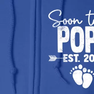 Soon To Be Pops Est 2024 Retro Promoted To Pops 2024 Gift Full Zip Hoodie