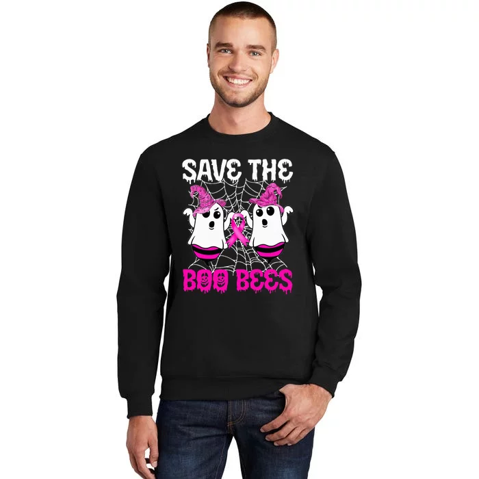 Save The Boo Bees Breast Cancer Boo Bees Ribbon Halloween Tall Sweatshirt