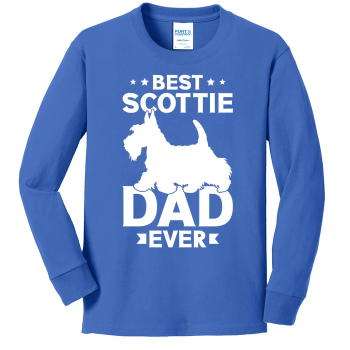 Scottish Terrier Best Scottie Dad Ever Dog Dad Gift Kids Long Sleeve Shirt