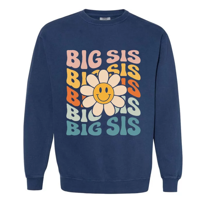 Soon To Be New Big Sister Retro Proud Big Sis Announcement Garment-Dyed Sweatshirt