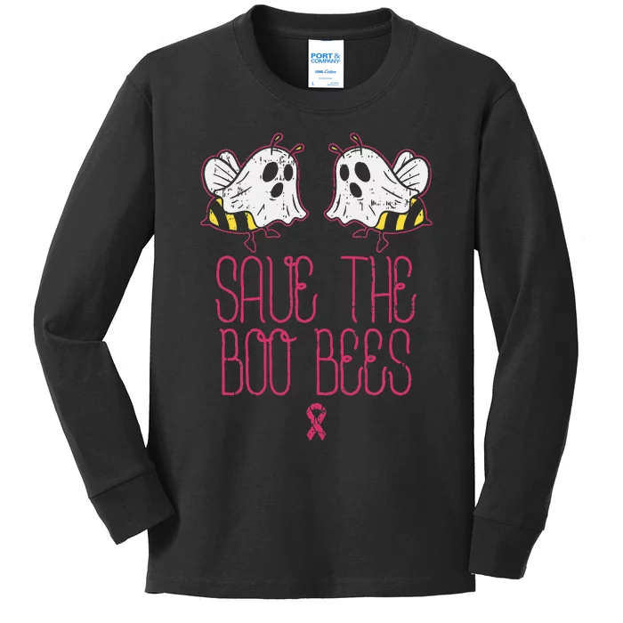 Save The Boobees Boo Bees Breast Cancer Halloween Kids Long Sleeve Shirt