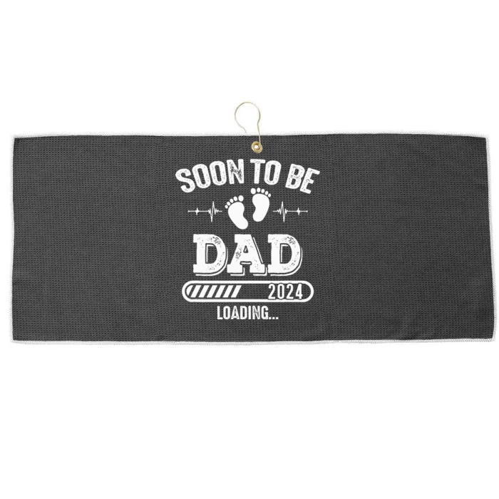 Soon To Be Dad 2024 Loading For Pregnancy Announcement Large Microfiber Waffle Golf Towel