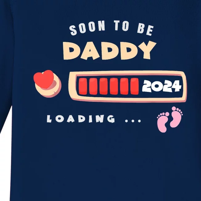 Soon To Be Daddy Pregnancy Announcement Est. 2024 Loading Baby Long Sleeve Bodysuit