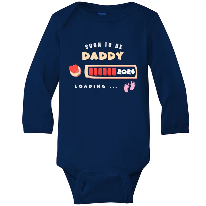 Soon To Be Daddy Pregnancy Announcement Est. 2024 Loading Baby Long Sleeve Bodysuit