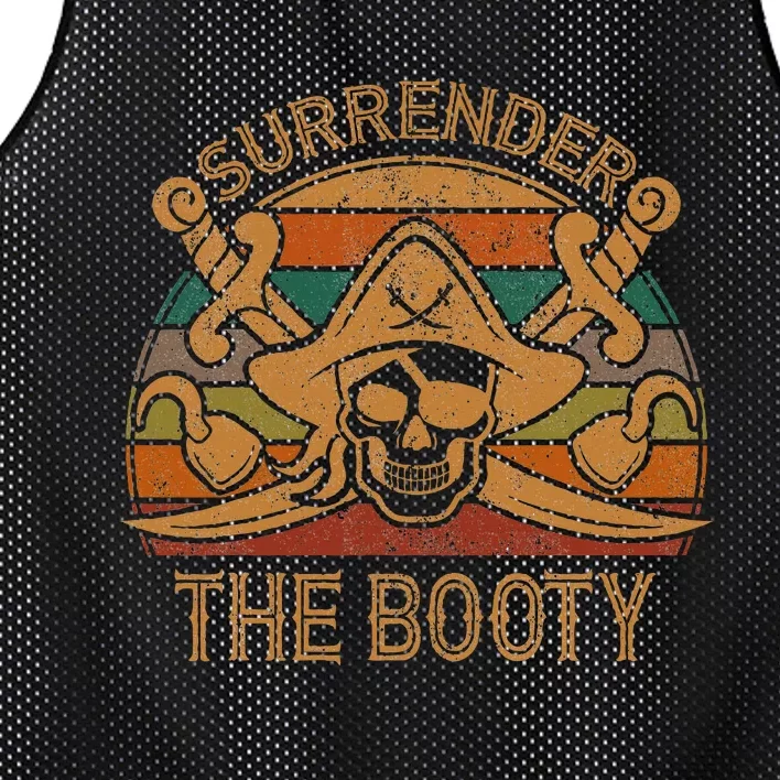 Surrender The Booty Pirate Gift Jolly Roger Flag Halloween Mesh Reversible Basketball Jersey Tank