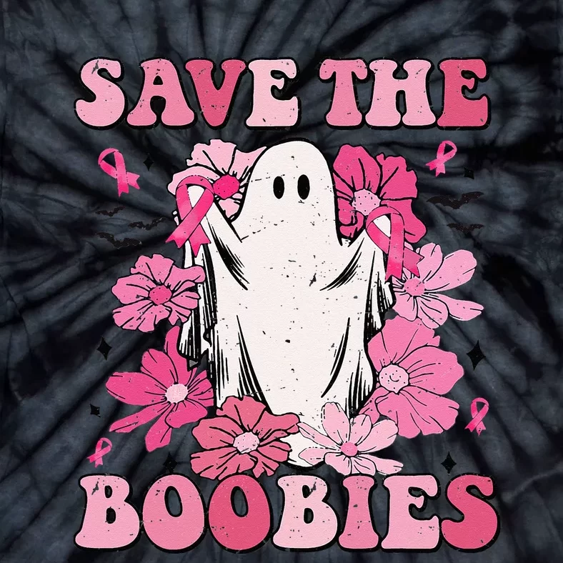 Save The Boobies Pink Ghost Woman Breast Cancer Halloween Tie-Dye T-Shirt