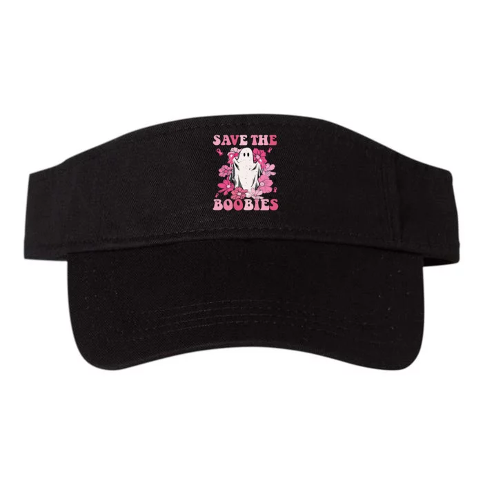 Save The Boobies Pink Ghost Woman Breast Cancer Halloween Valucap Bio-Washed Visor