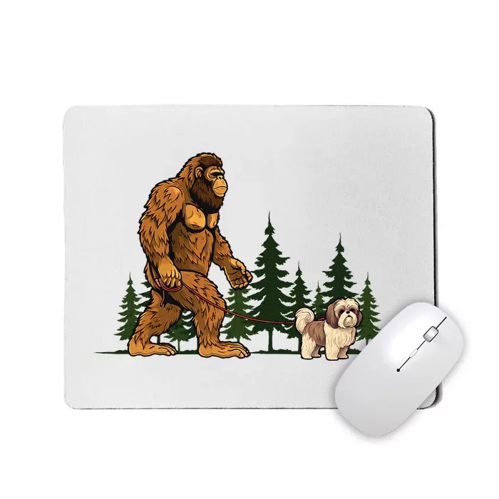 Shih Tzu Bigfoot Dog Walking Dog Mom Dad Mousepad