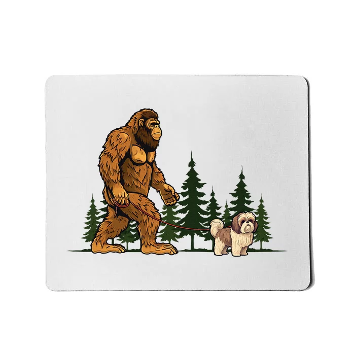 Shih Tzu Bigfoot Dog Walking Dog Mom Dad Mousepad