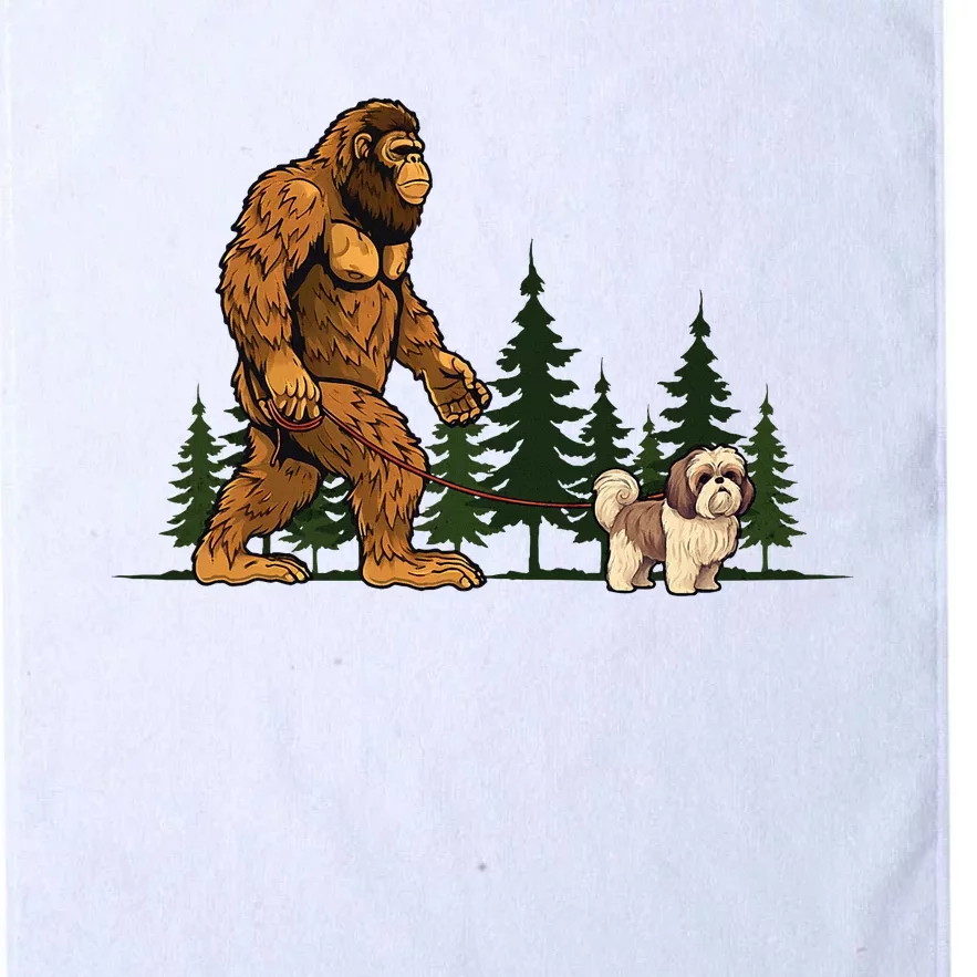 Shih Tzu Bigfoot Dog Walking Dog Mom Dad Platinum Collection Golf Towel