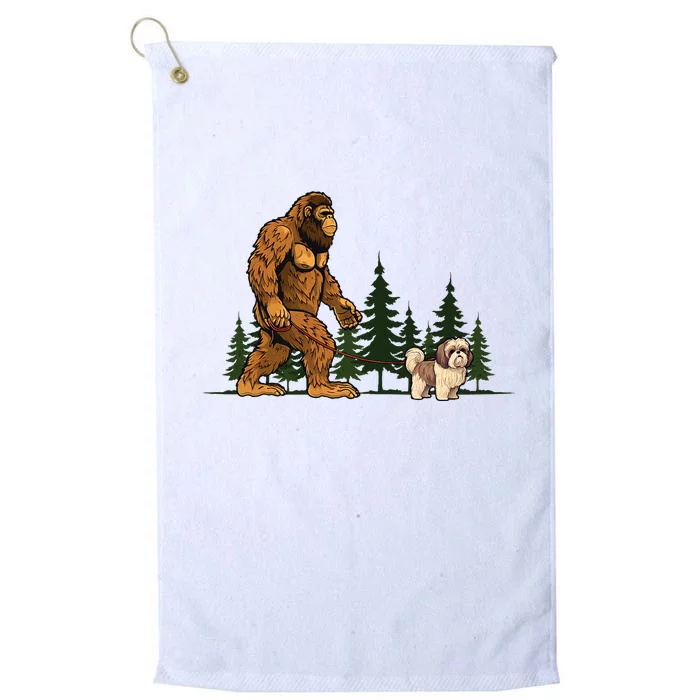 Shih Tzu Bigfoot Dog Walking Dog Mom Dad Platinum Collection Golf Towel