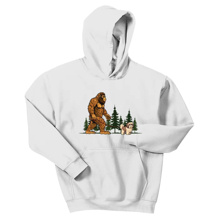 Shih Tzu Bigfoot Dog Walking Dog Mom Dad Kids Hoodie