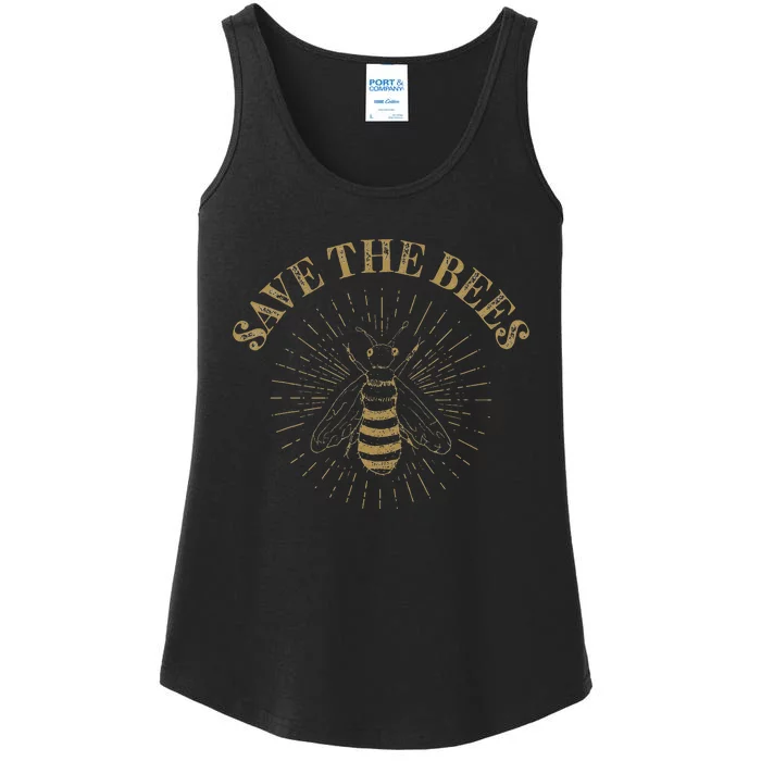 Save the Bees Apiary Bee Beekeeper Retro Earth Day Ladies Essential Tank