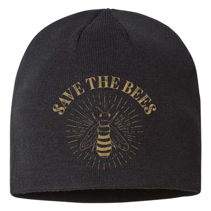 Save the Bees Apiary Bee Beekeeper Retro Earth Day 8 1/2in Sustainable Knit Beanie