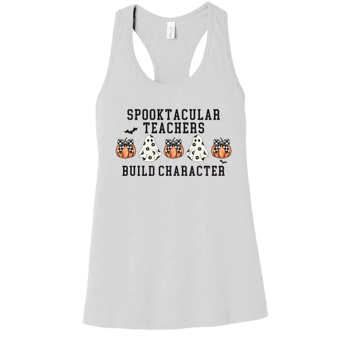 Spookacular Teachers Build Character Halloween Women's Racerback Tank