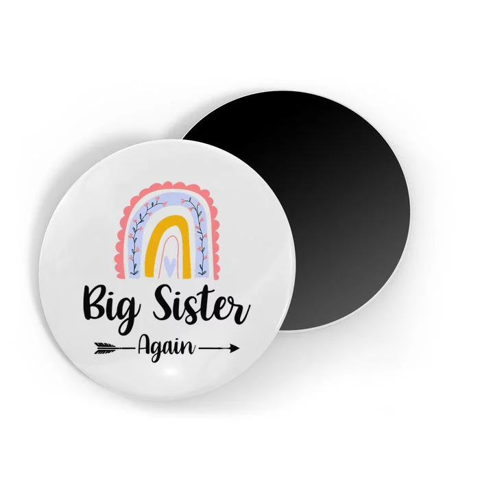 Soon To Be Big Sister Again Pregnancy Reveal Rainbow Graphic Magnet