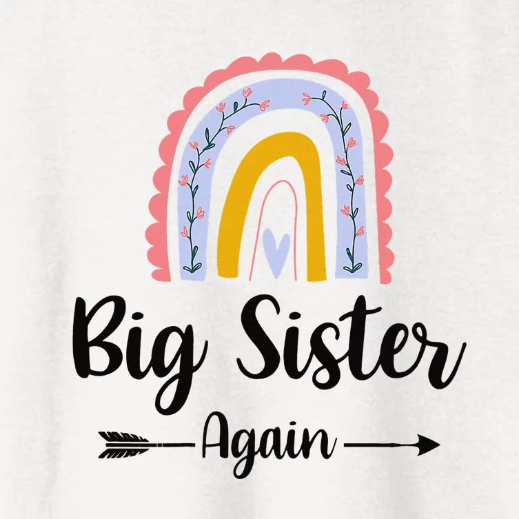 Soon To Be Big Sister Again Pregnancy Reveal Rainbow Graphic Women's Crop Top Tee