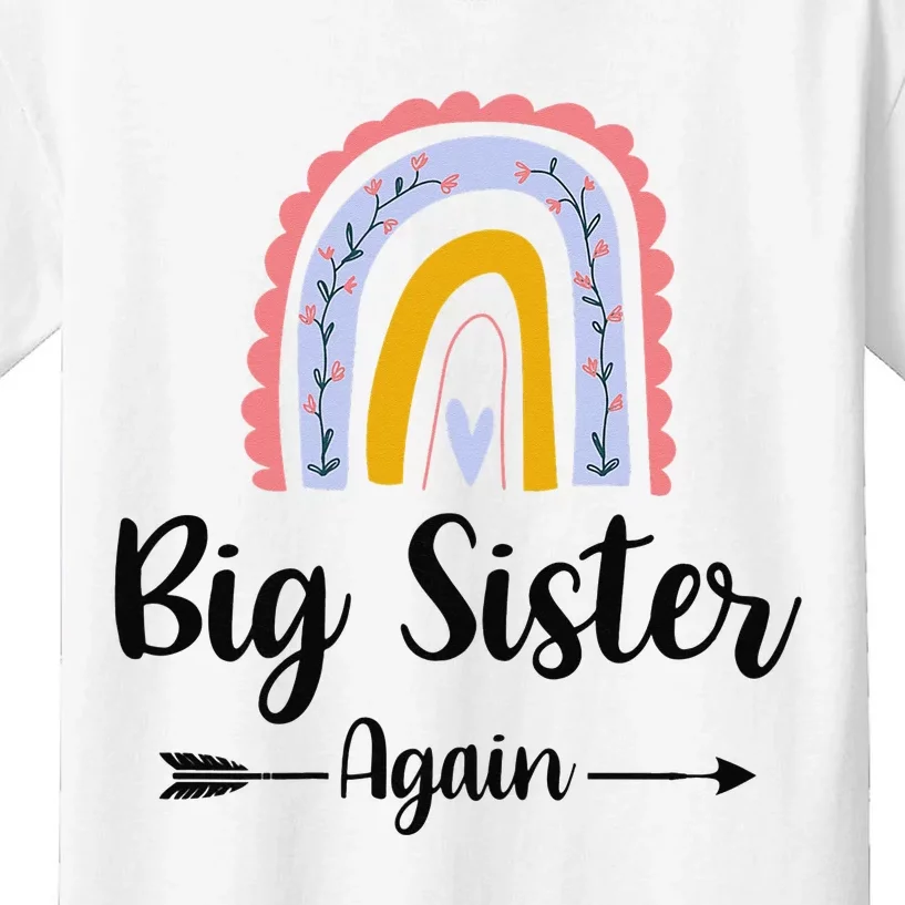 Soon To Be Big Sister Again Pregnancy Reveal Rainbow Graphic Kids T-Shirt